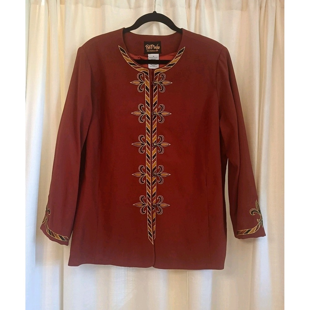 Bob Mackie Wearable‎ Art Jacket Size 1X Regency Oriental Embroidered Bohemian